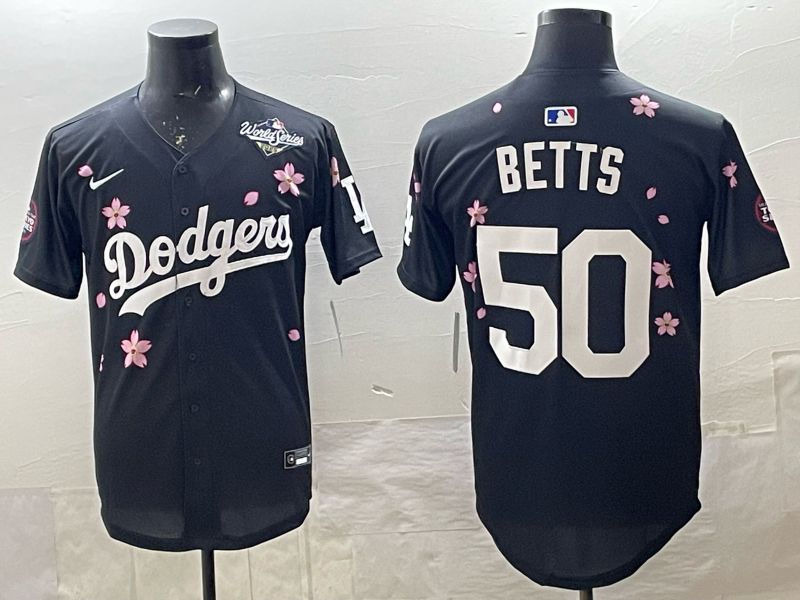 Men 2025 Nike Los Angeles Dodgers #50 Betts Black Game MLB Jersey 012->los angeles dodgers->MLB Jersey